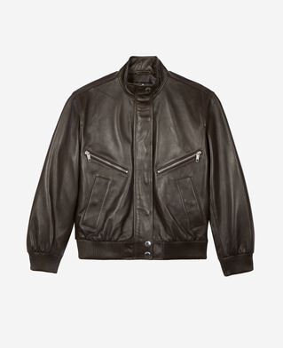 The Kooples WOMEN CAFE brown leather zipped jacket