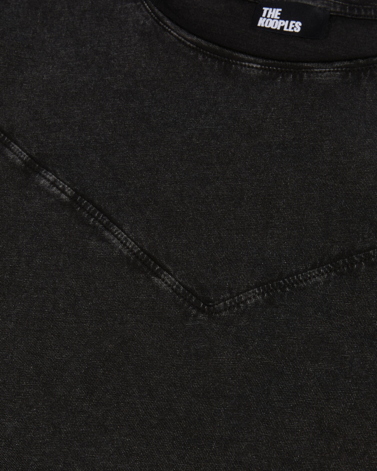 The Kooples WOMEN BLACK WASHED black t-shirt with lacing