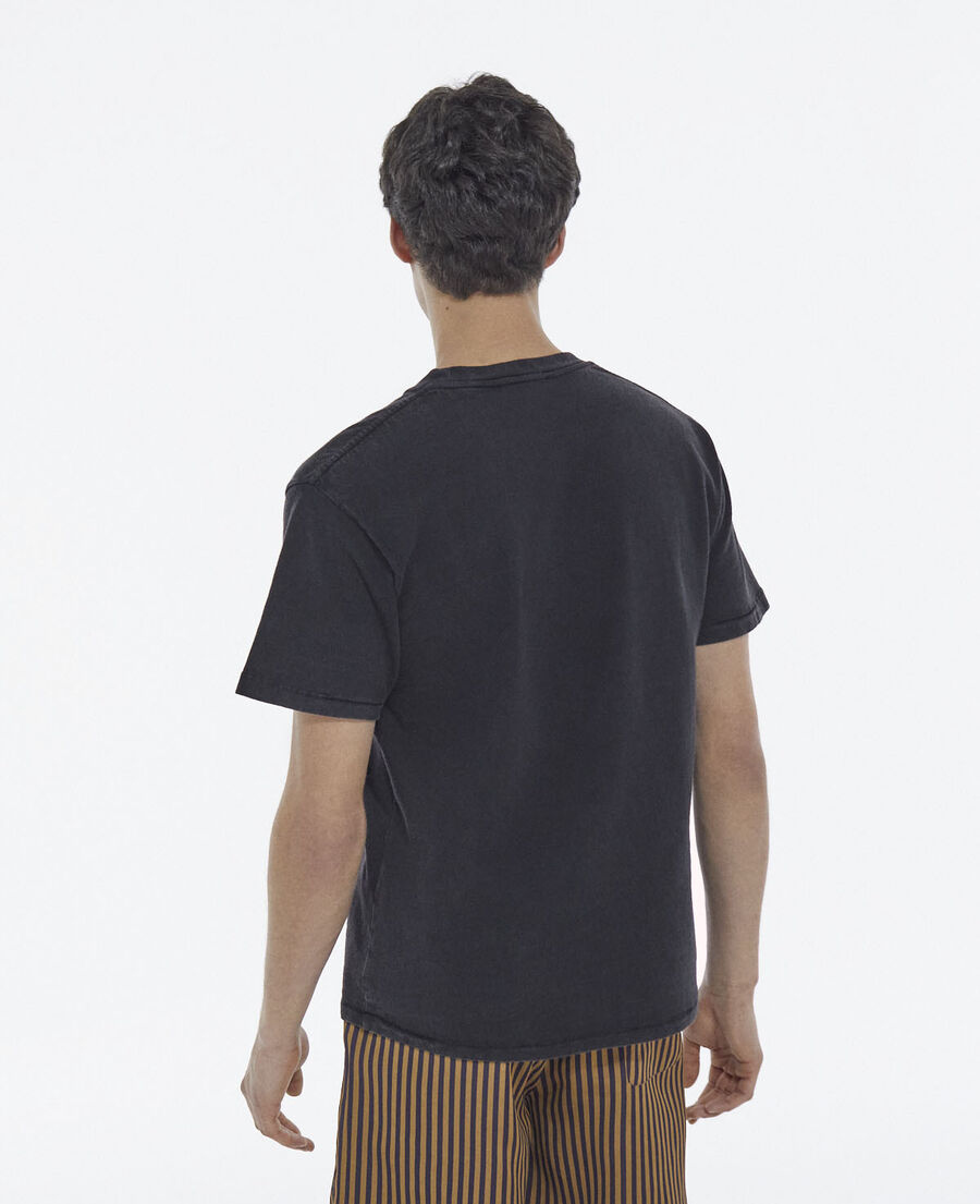 schwarzes baumwoll-t-shirt mit adler-print