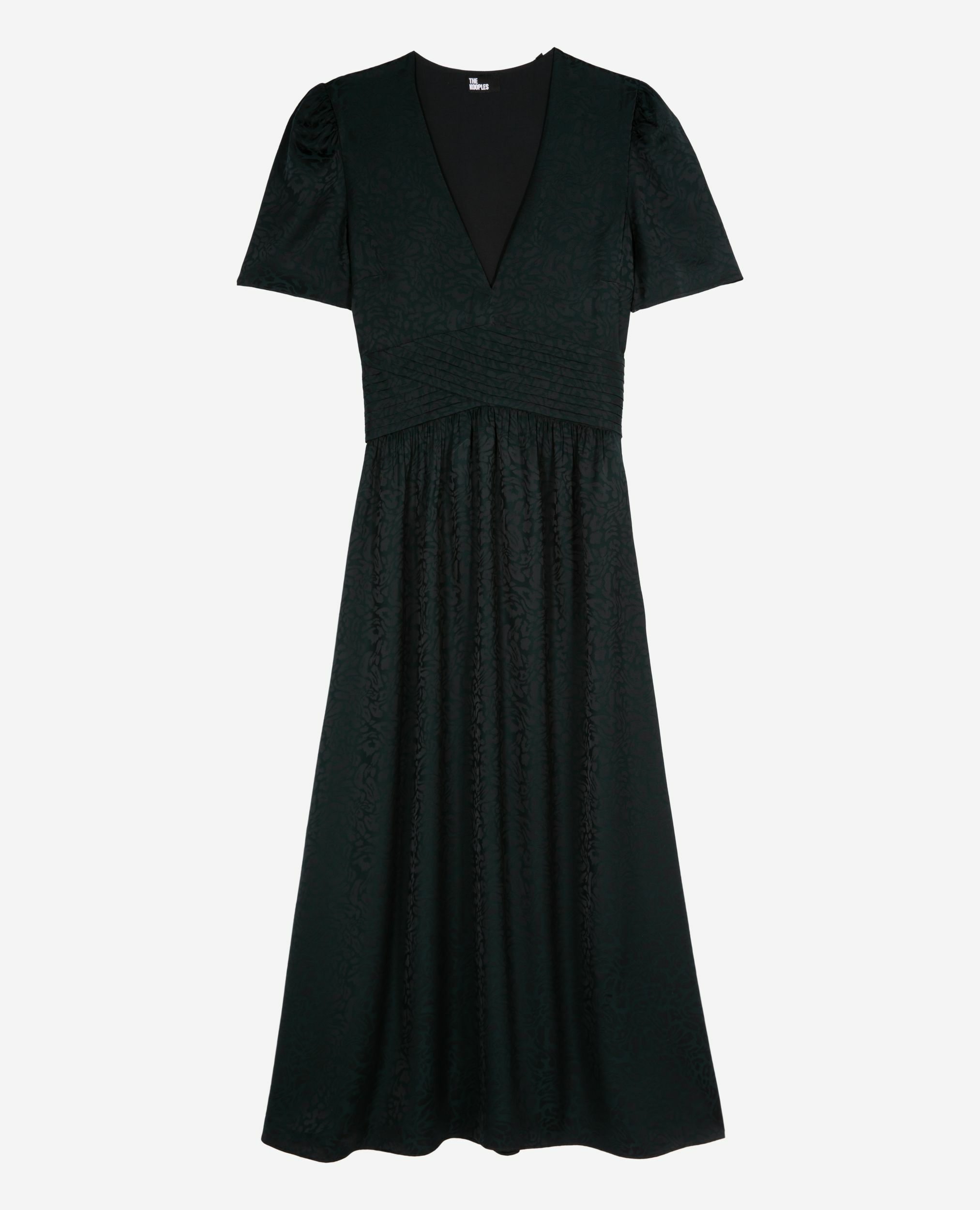 Maxivestido de jacquard de leopardo verde oscuro, FOREST, hi-res image number null