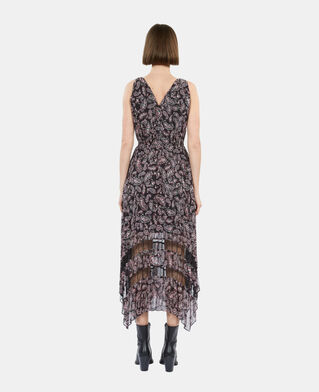 The Kooples F BLACK / PINK printed pleated long dress