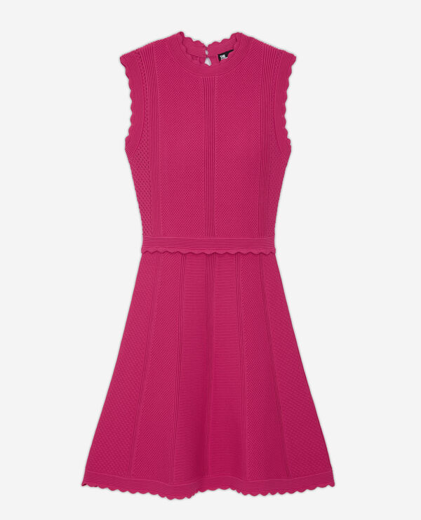 short pink openwork knit dress