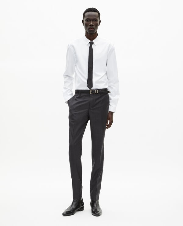 The Kooples HOMME GREY pantalon de costume en laine ajusté gris
