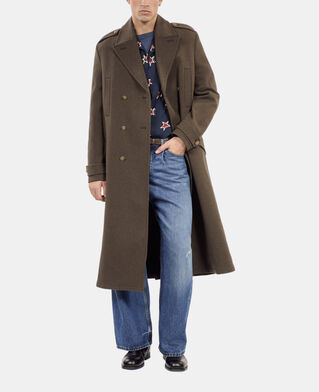 The Kooples HOMME KAKI manteau long style officier kaki