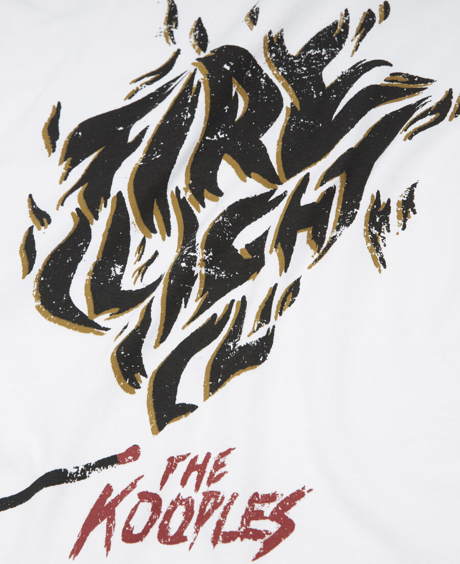 ecru cotton t-shirt with rock-style motif