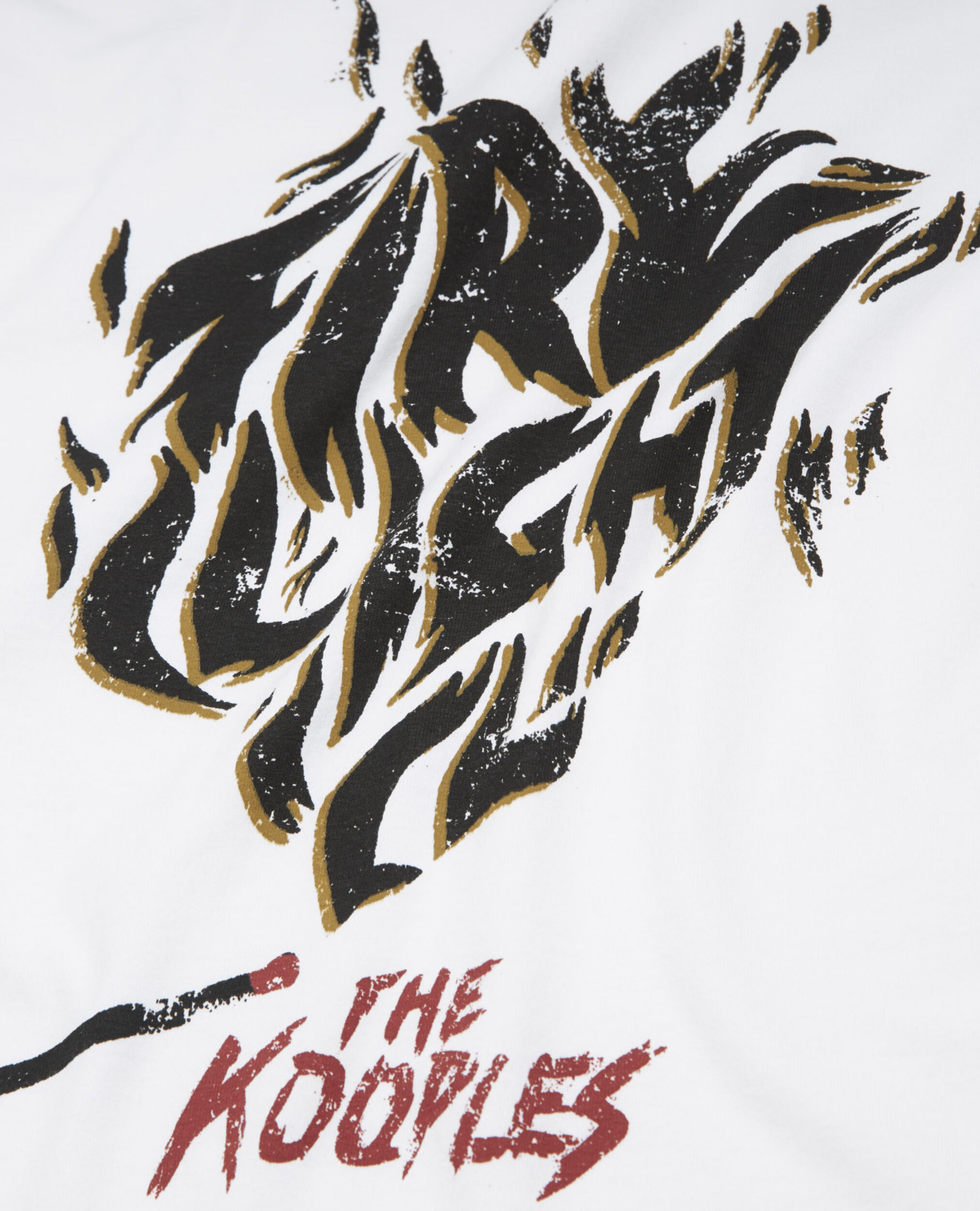 Ecru cotton T-shirt with rock-style motif, ECRU, hi-res image number null