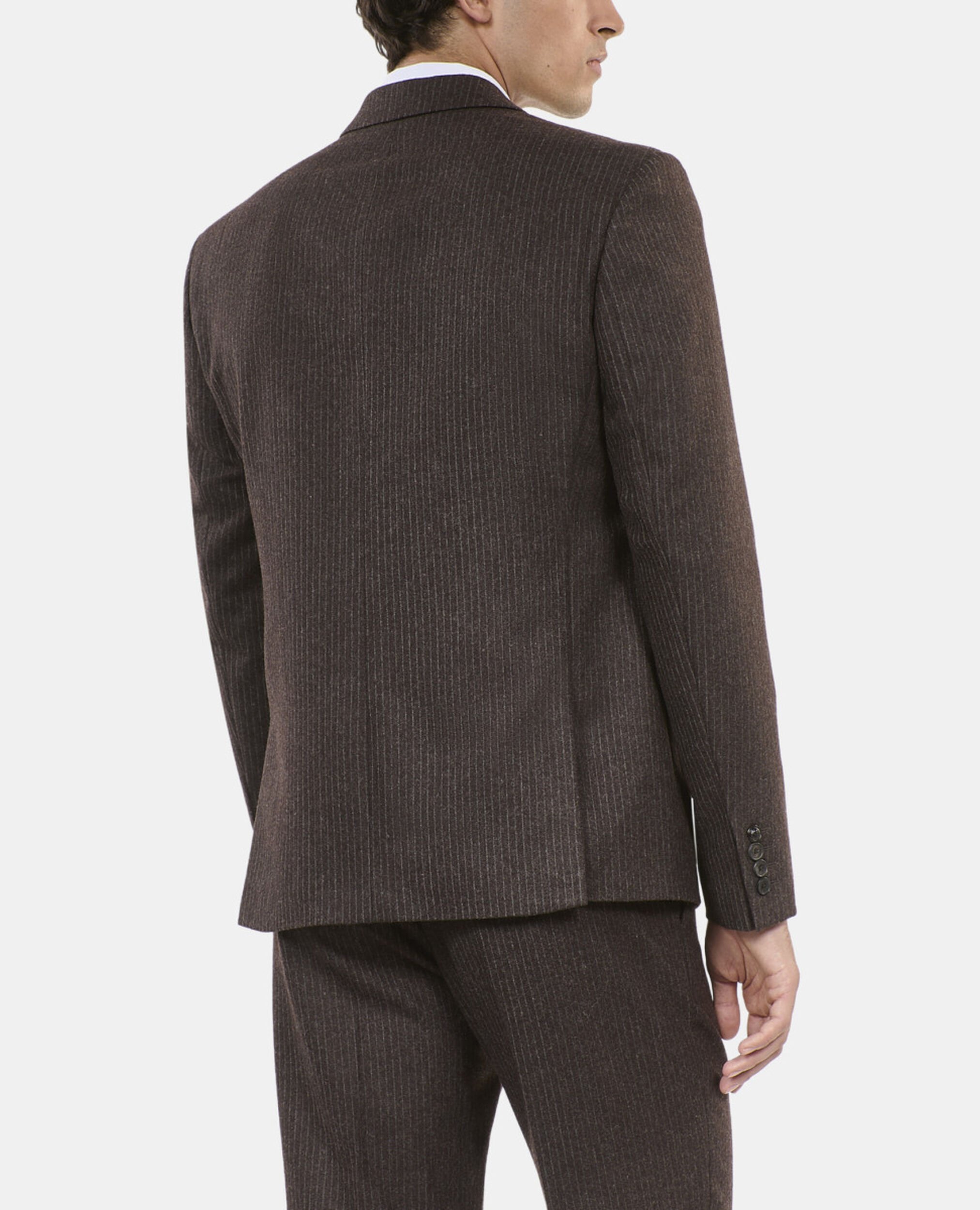 Brown pinstripe suit jacket, BROWN, hi-res image number null