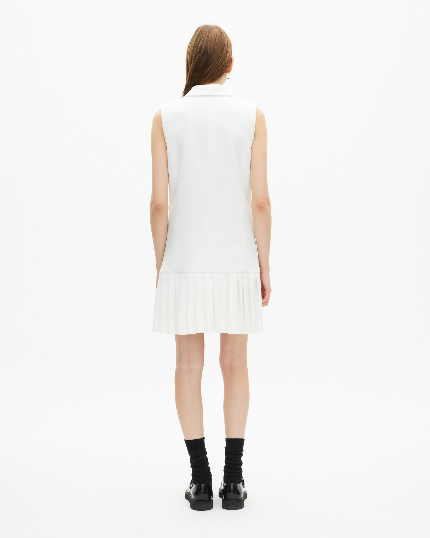 Short tailored ecru dress, WHITE, hi-res image number null