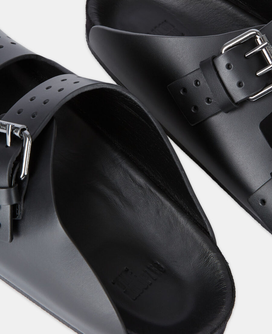 sandales en cuir noir