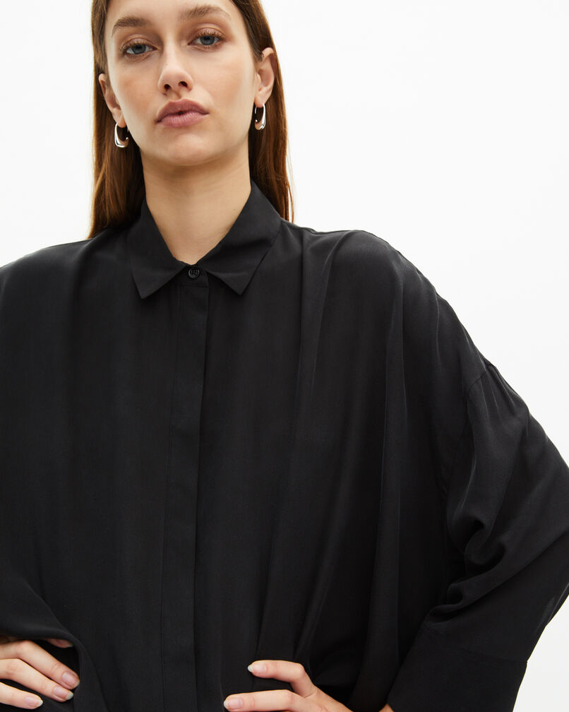 The Kooples FEMME BLACK chemise ample en soie lavée noire