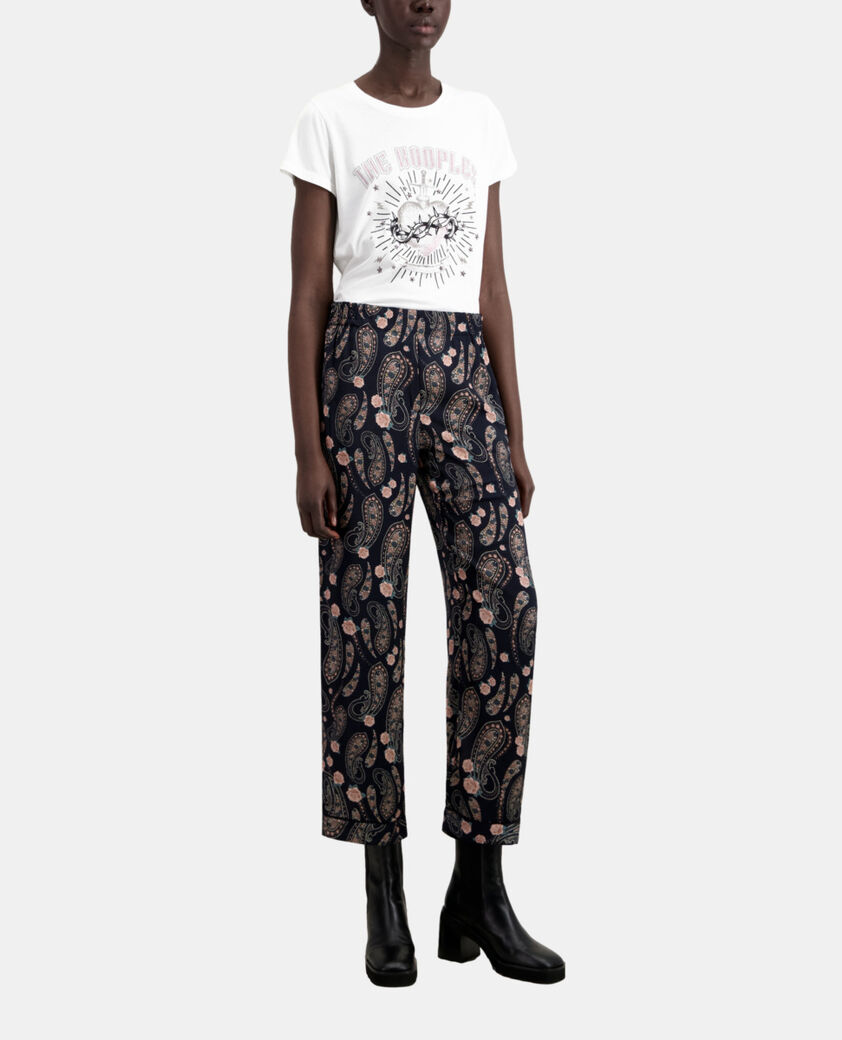 The Kooples FEMME BLACK / PINK pantalon imprimé