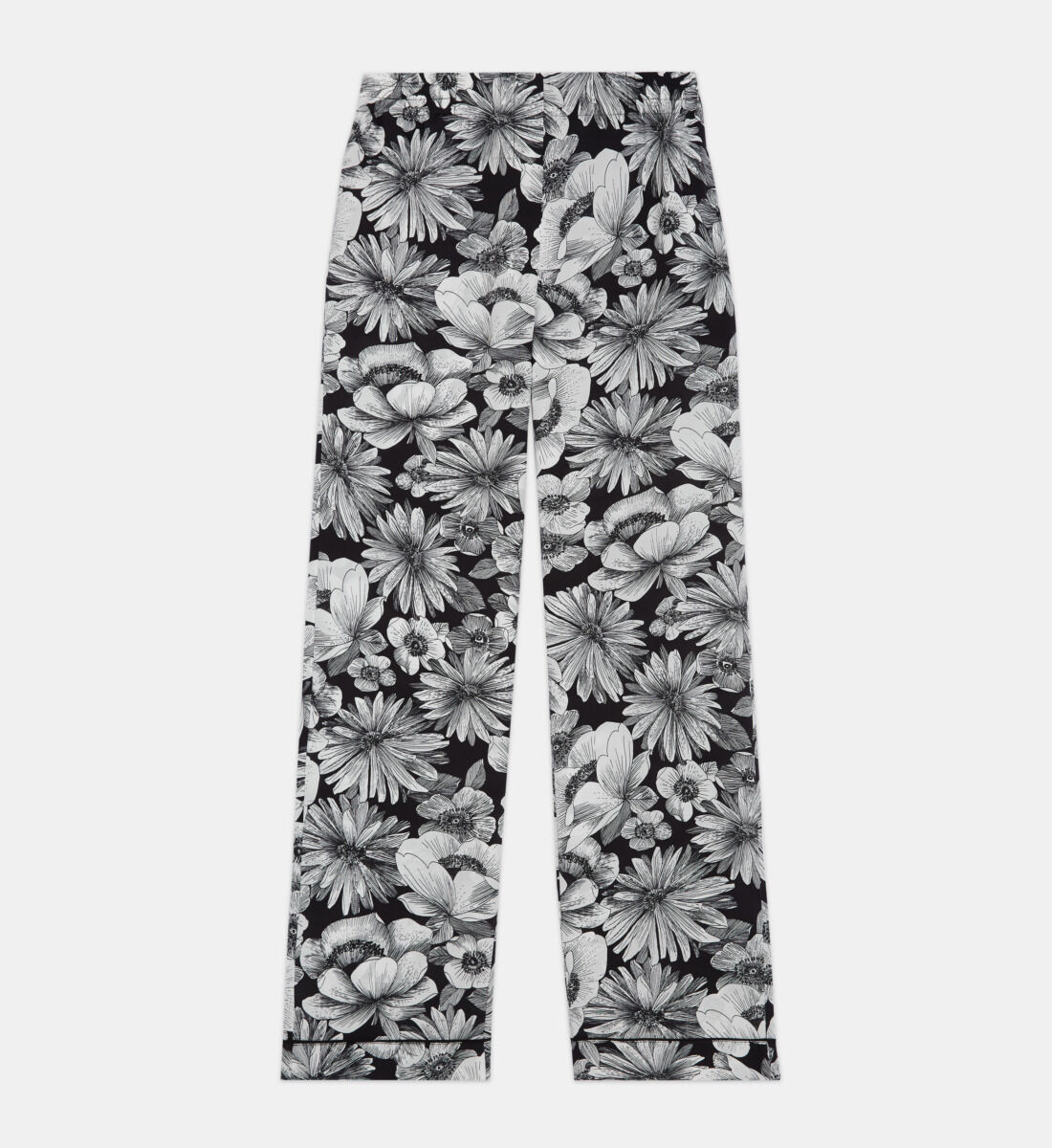 Niluu Hera Floral-print Wide-leg Vegan Silk Pants In White | ModeSens