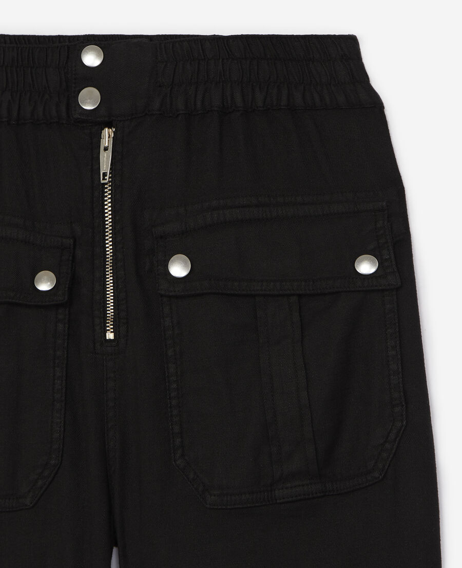 Black cargo pants in stretch linen The Kooples UK
