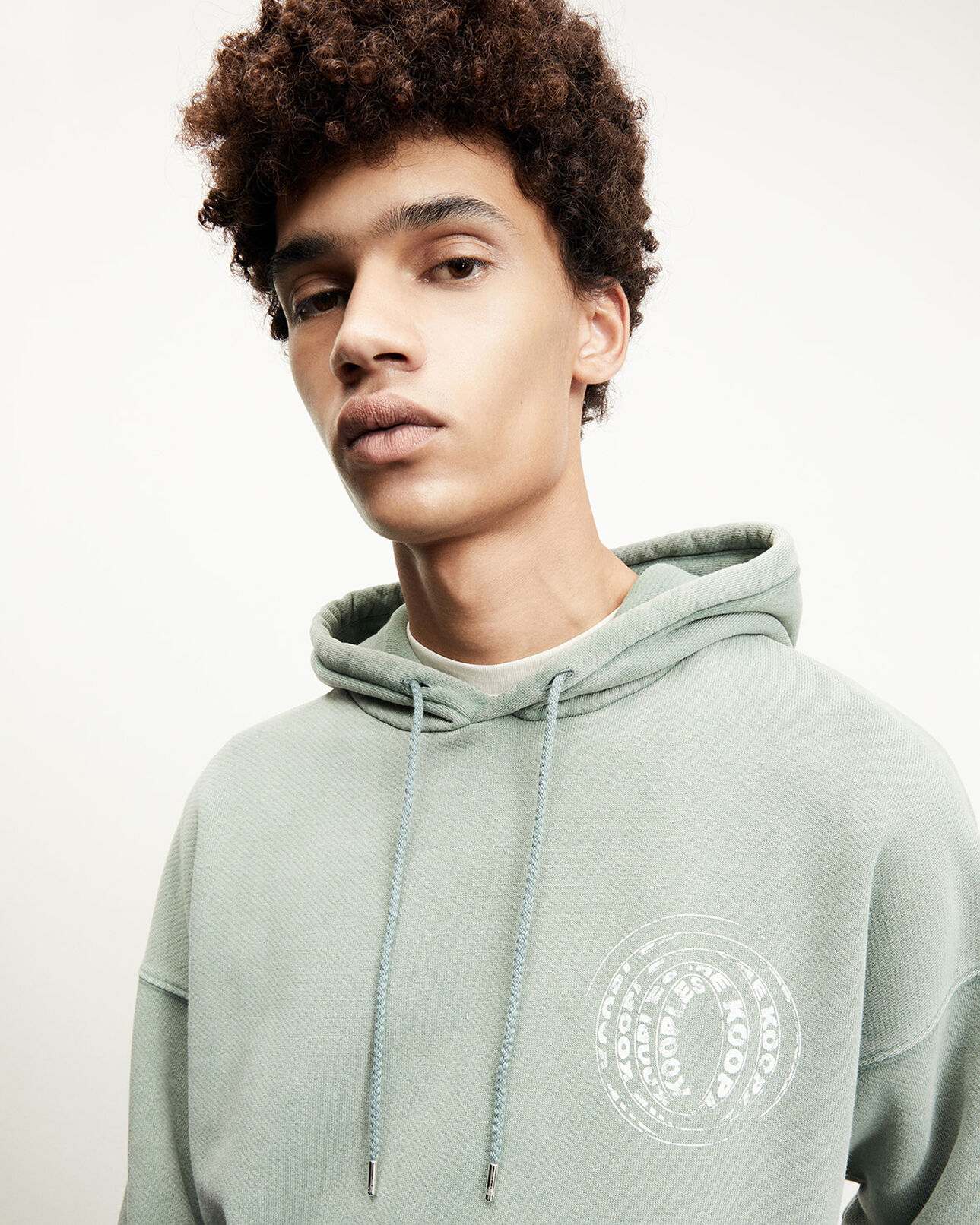 The Kooples HOMME MIDDLE GREEN sweat vert lavé à capuche