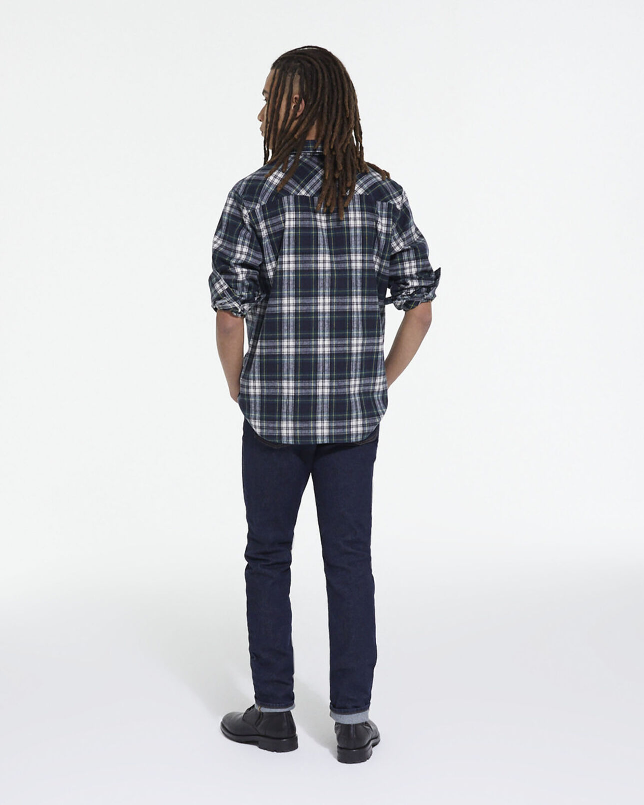 The Kooples HOMME BOTTLE GREEN chemise col classique à carreaux
