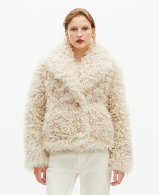 The Kooples WOMEN ECRU ecru fur-effect coat