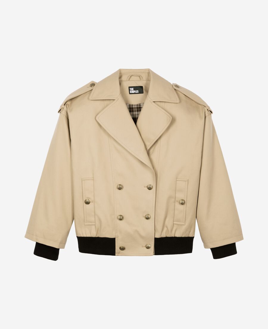 The Kooples WOMEN LIGHT BEIGE short trench in beige cotton