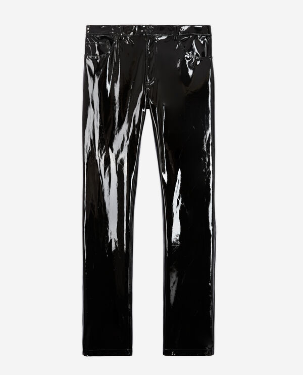 black vinyl leather jeans