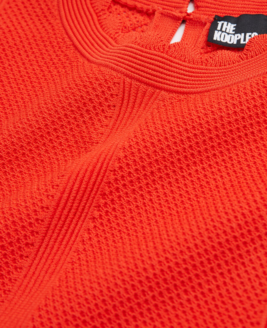 orange short knit top