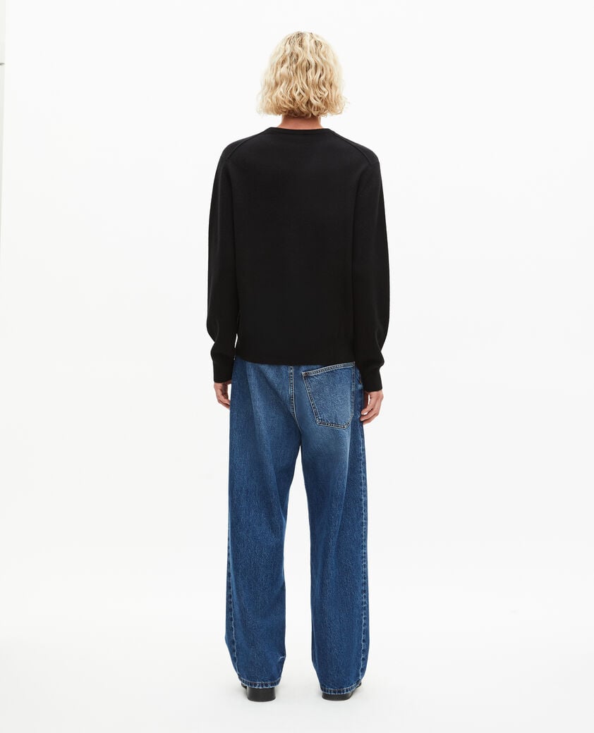 The Kooples HOMME BLACK pull col v en cachemire noir