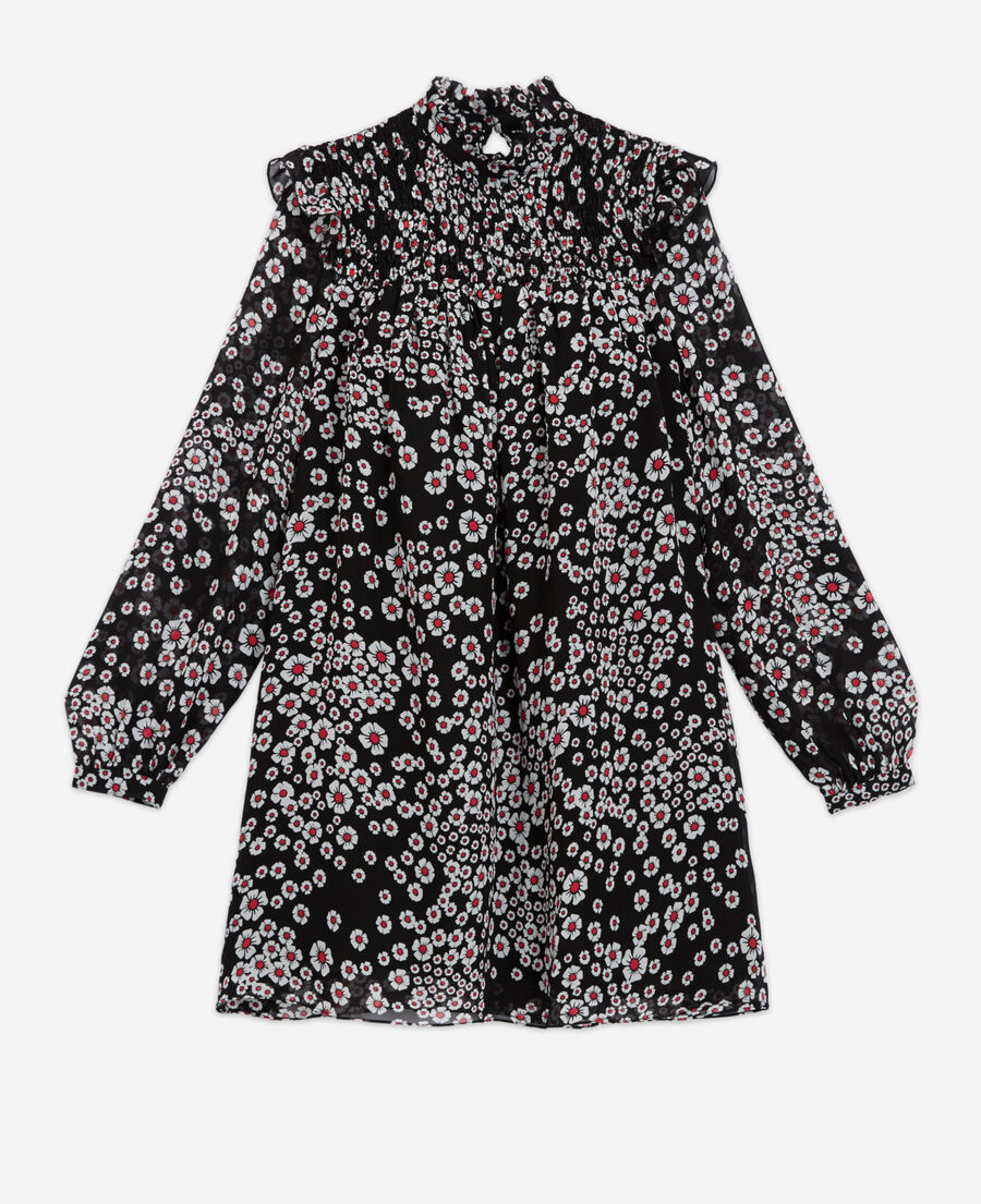 The Kooples WOMEN BLACK / PINK short floral dress