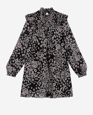 The Kooples WOMEN BLACK / PINK short floral dress