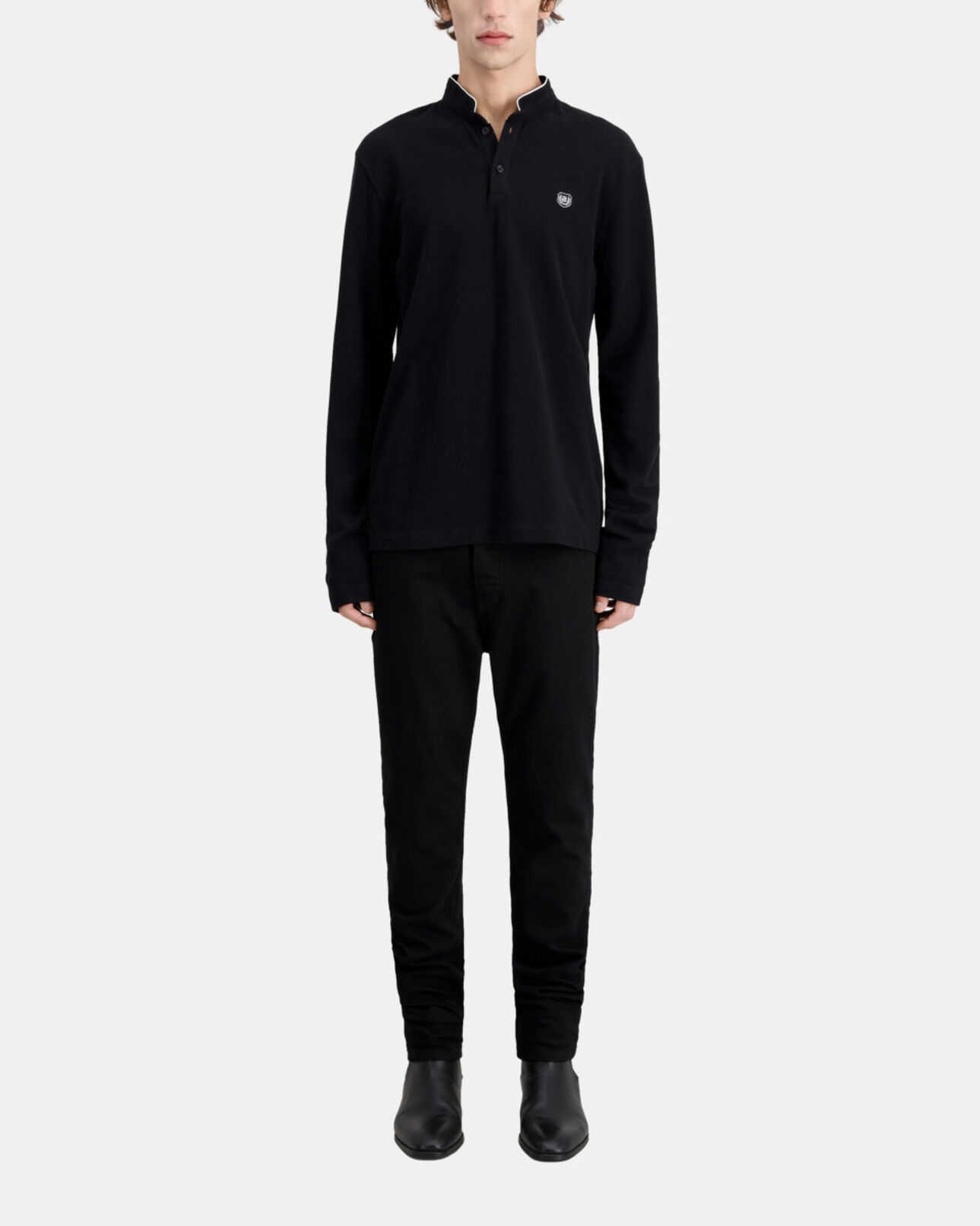 The Kooples HOMME BLACK polo noir en coton