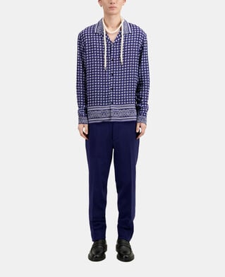 The Kooples HOMME BLUE chemise col hawaïen imprimée bleue