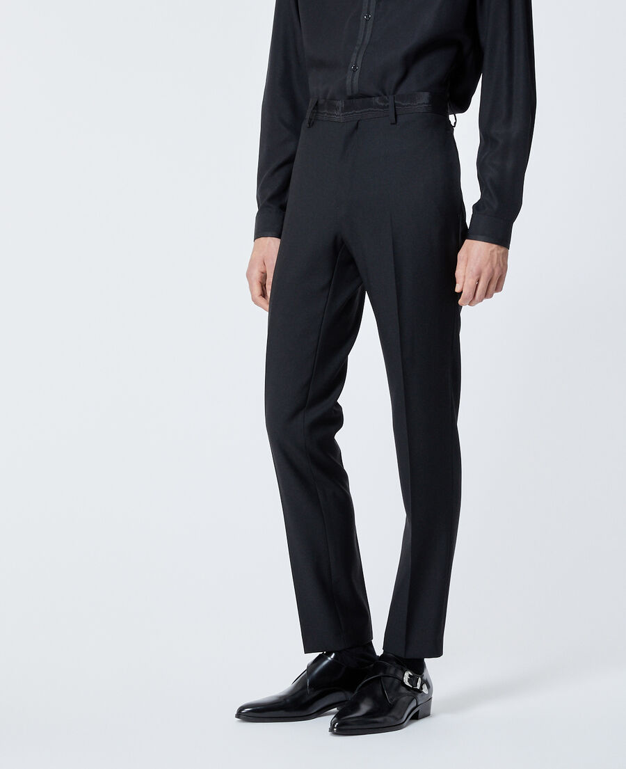 Fitted black tuxedo pants in wool | The Kooples - US
