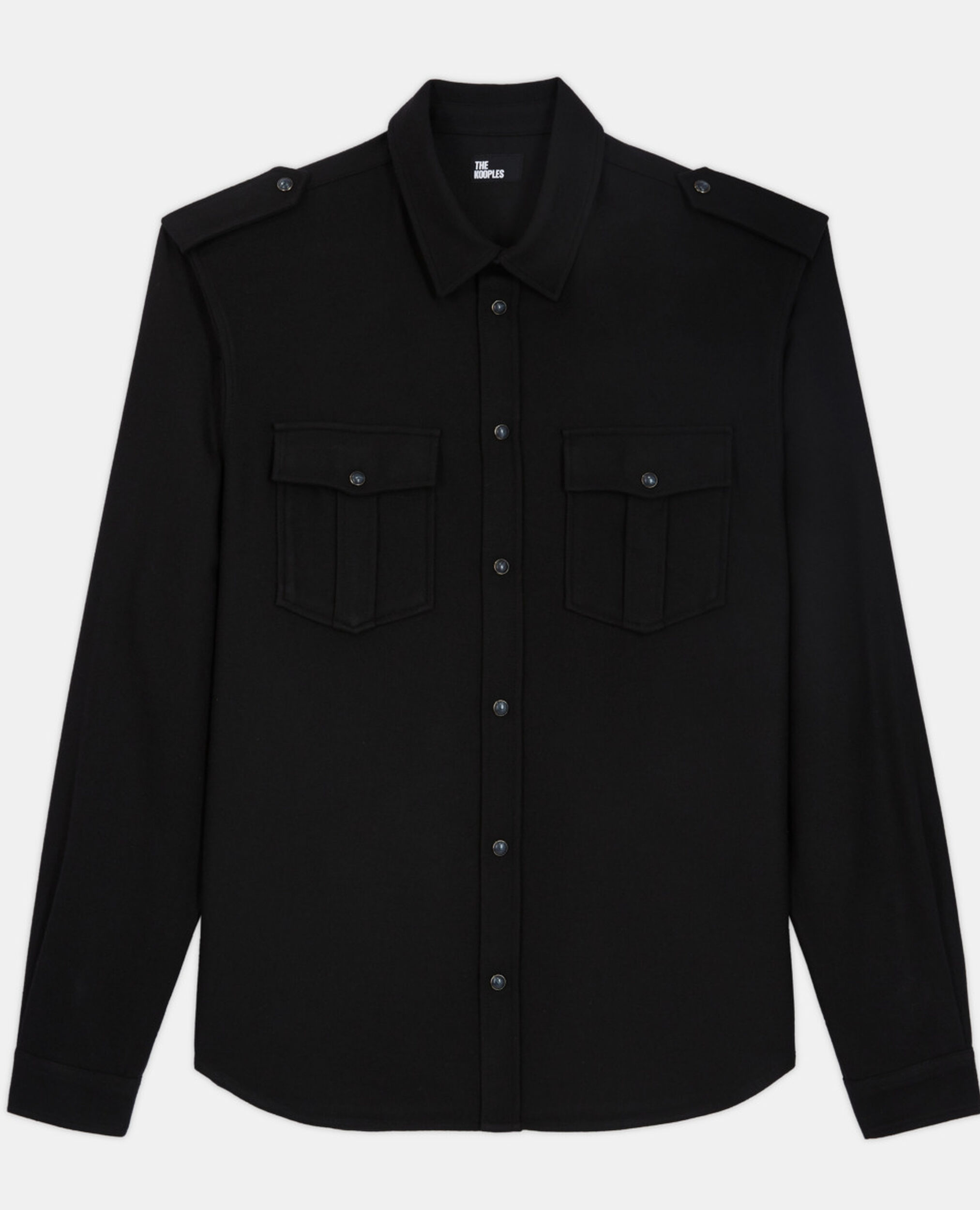 Black shirt with classic collar, BLACK, hi-res image number null