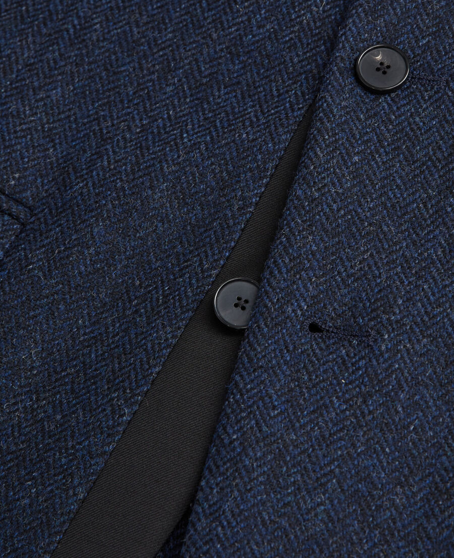 blue patterned wool jacket
