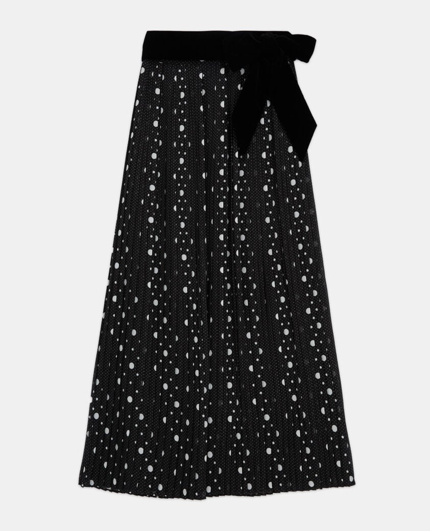 The Kooples F BLACK-ECRU long printed skirt