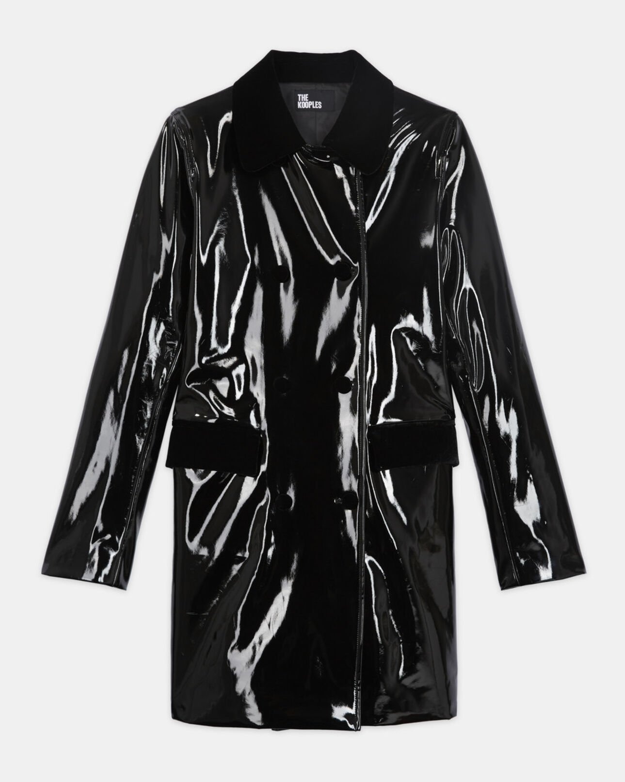 The Kooples FEMME BLACK manteau long noir en vinyle