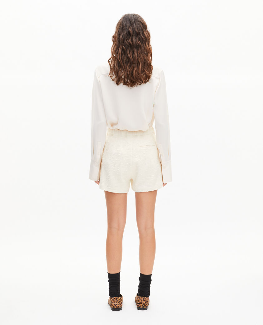 The Kooples WOMEN ECRU tailored shorts in ecru tweed