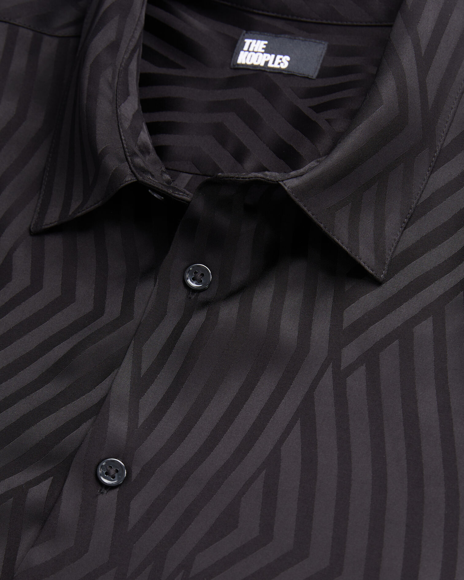 Black geometric jacquard shirt, BLACK, hi-res image number null