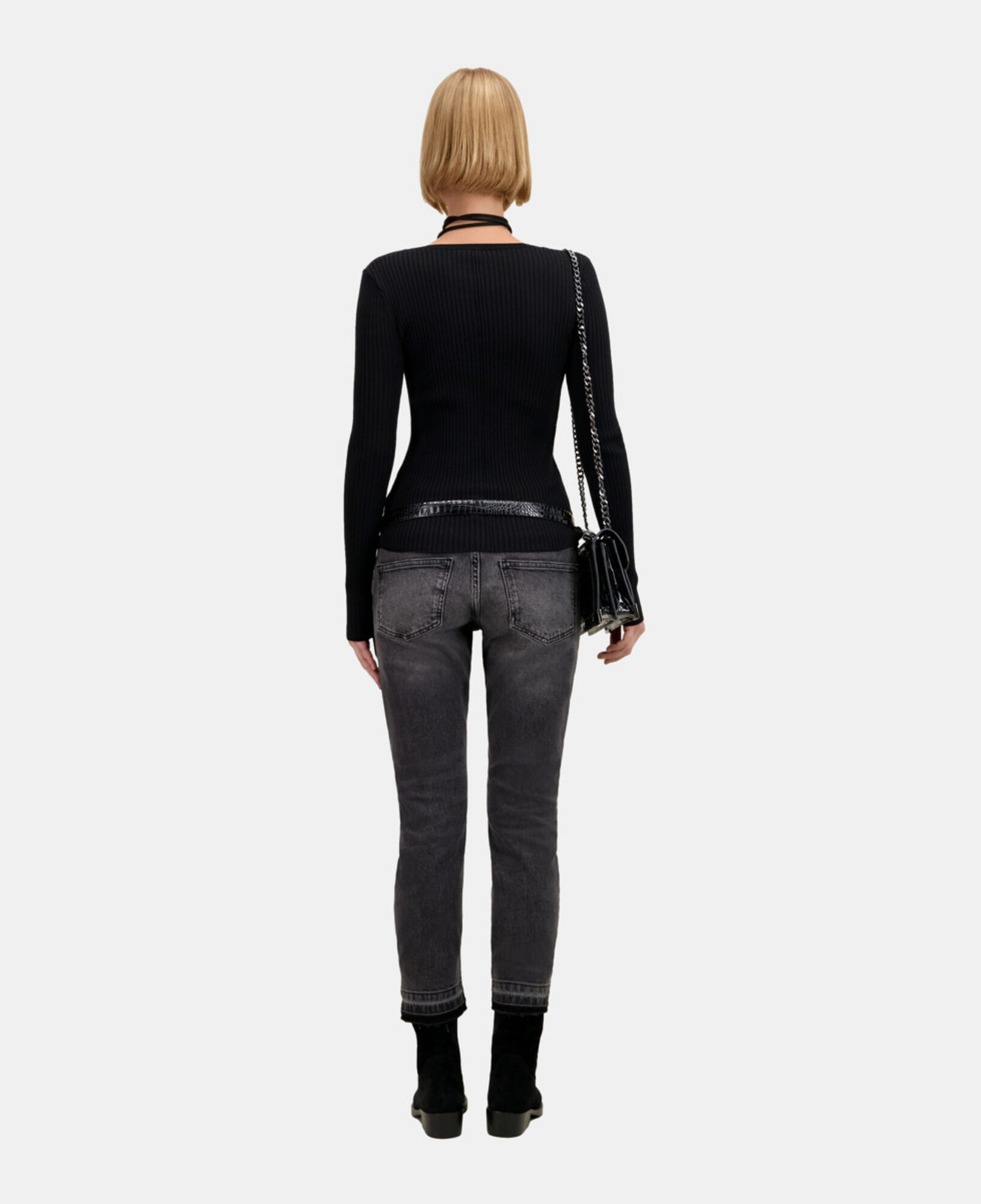 The Kooples WOMEN BLACK black ribbed fine knit sweater