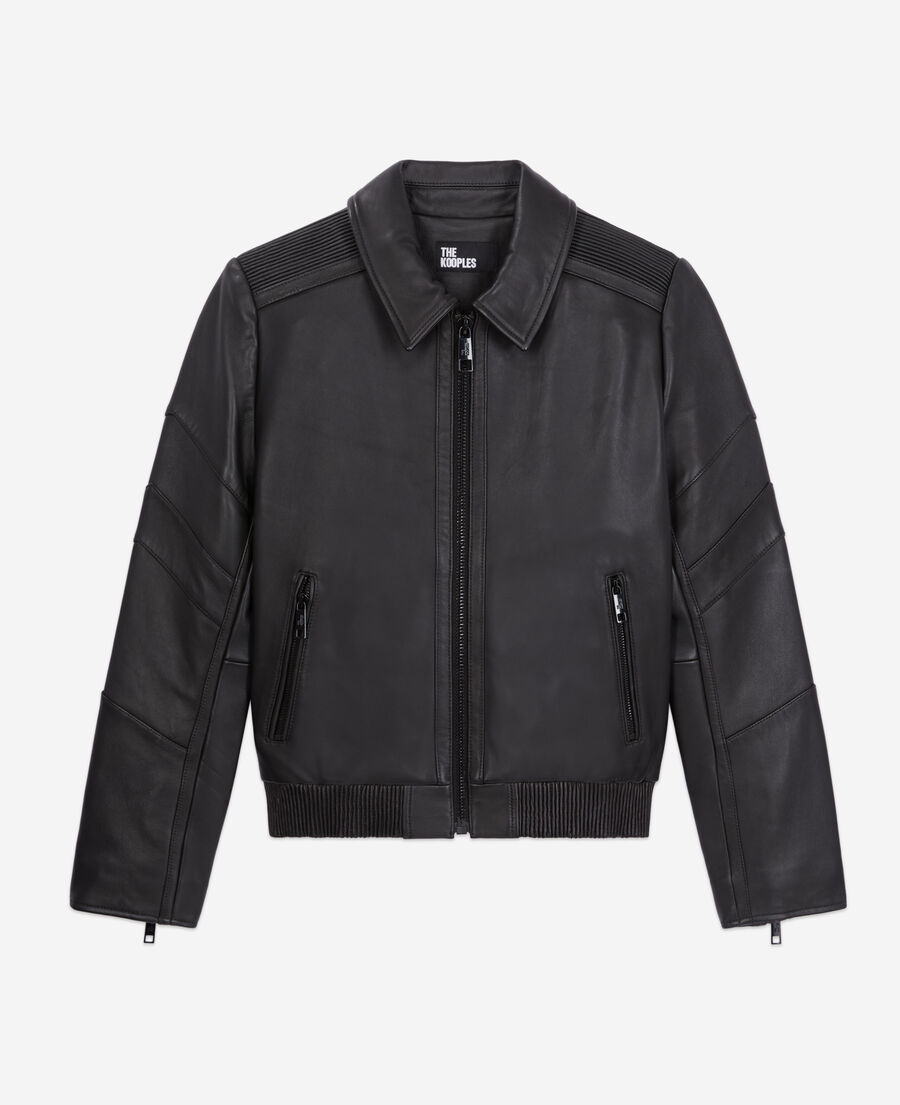 black leather biker jacket