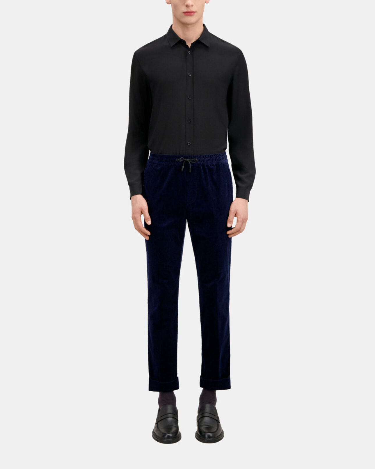 The Kooples HOMME NAVY pantalon bleu marine en velours côtelé