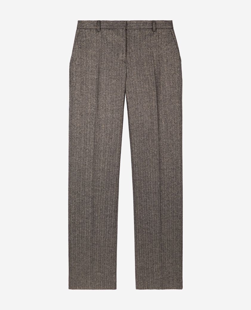 The Kooples DAMEN BLACK gerade geschnittene anzughose mit fischgrätenmuster aus lurex in gold und schwarz