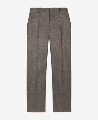 The Kooples FEMME BLACK pantalon tailleur droit à chevrons lurex doré et noir