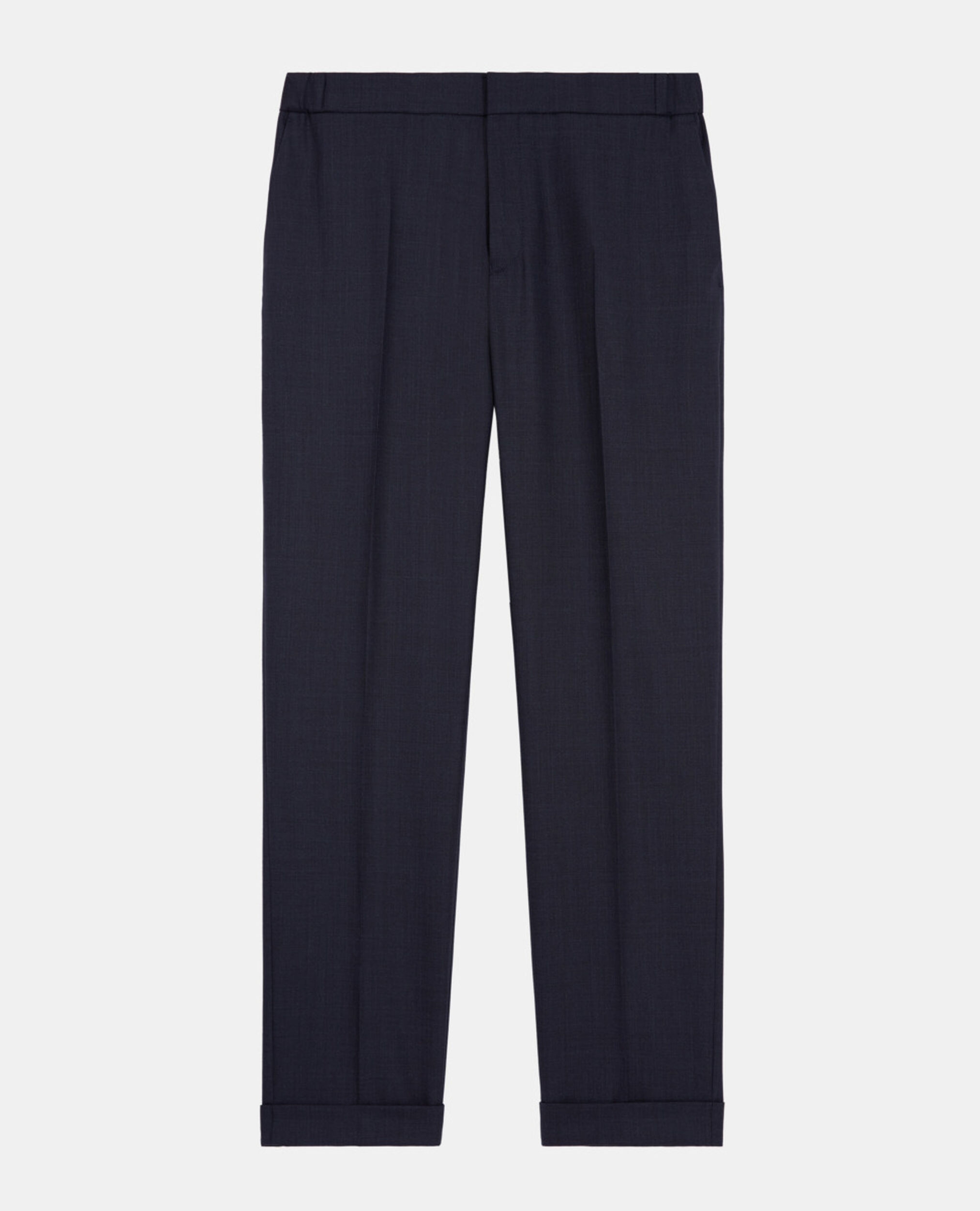 Navy blue wool suit pants, NAVY, hi-res image number null