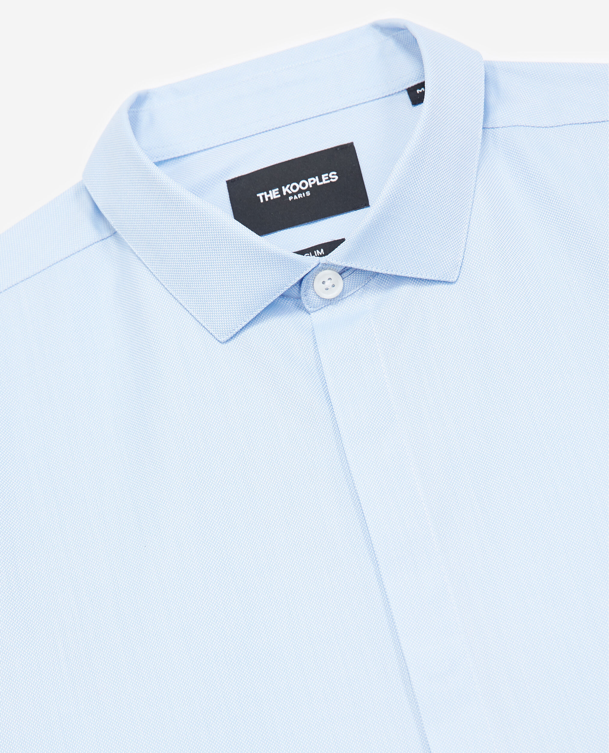 Chic blue shirt in cotton w/cutaway collar, BLUE, hi-res image number null