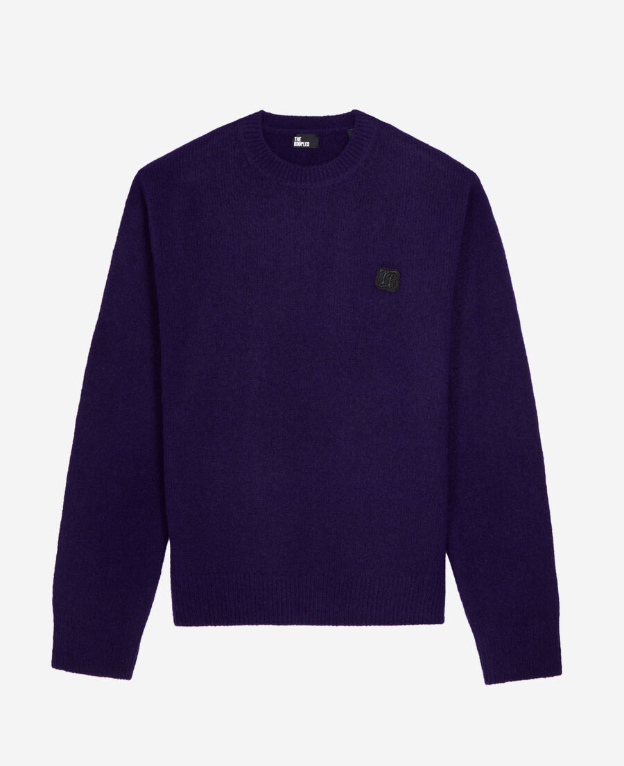 The Kooples HOMME DARK PURPLE pull en m&eacute;lange de laine et alpaga violet
