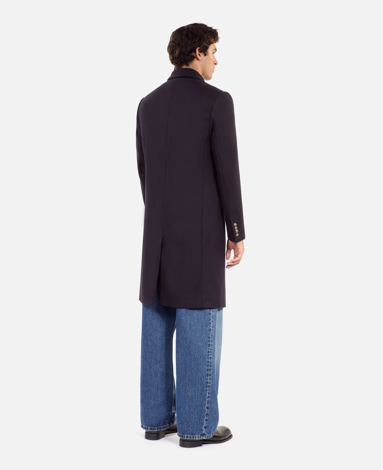 The Kooples HOMME NAVY manteau long en laine mélangée bleu marine