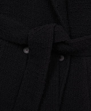The Kooples FEMME BLACK manteau long noir en tweed