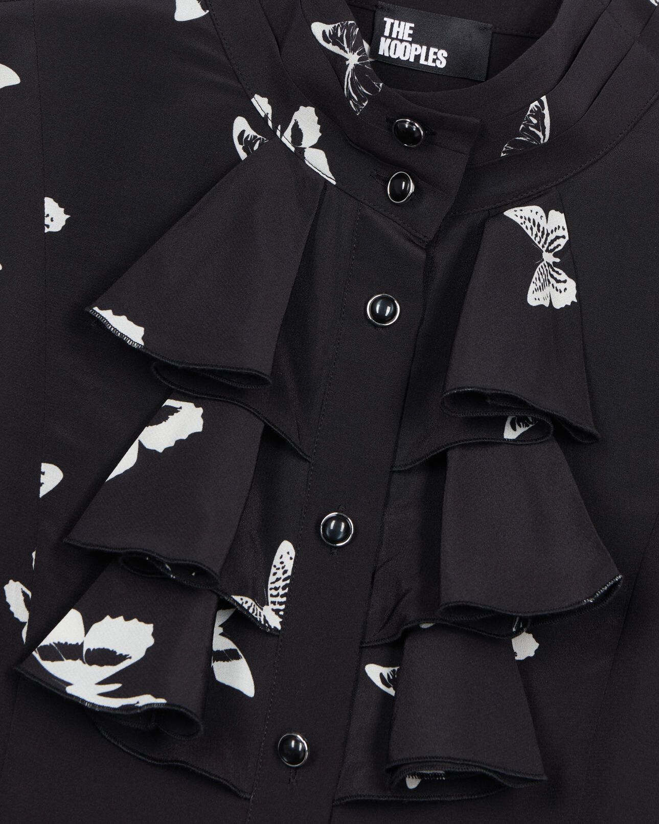 The Kooples F BLACK WHITE butterfly print silk shirt
