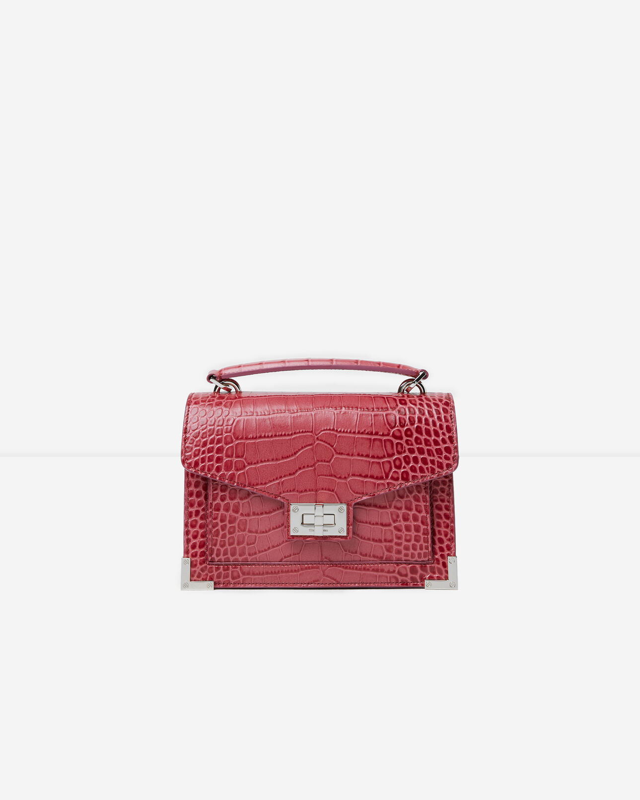 The Kooples DAMEN FUSHIA sac embosse croco cuir small