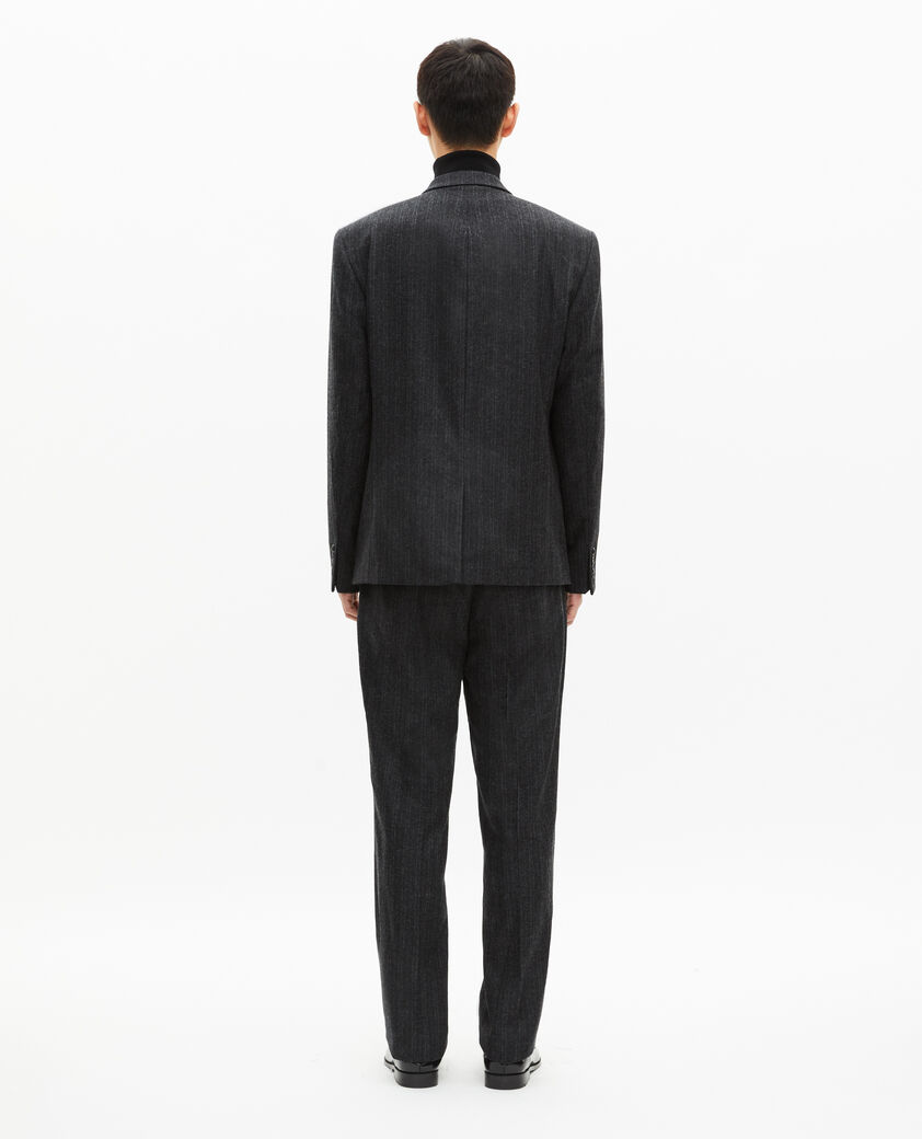 The Kooples MEN PEARL GREY dark grey pinstripe straight suit jacket