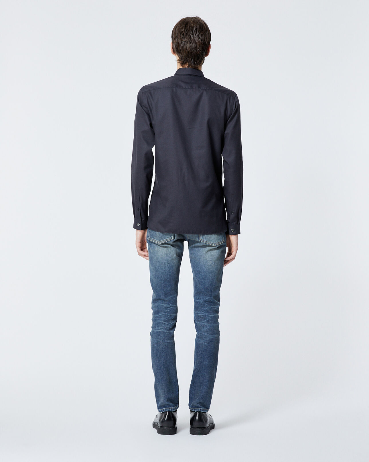 The Kooples HOMME BLACK chemise coton noire à col boutonné