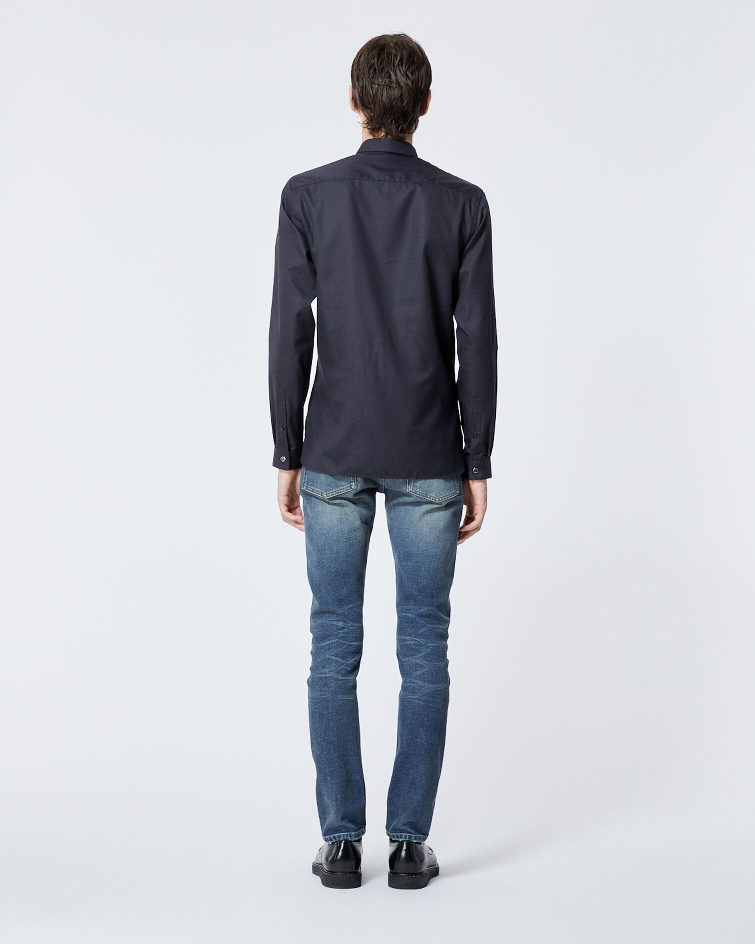 Chemise coton noire à col boutonné, BLACK, hi-res image number null
